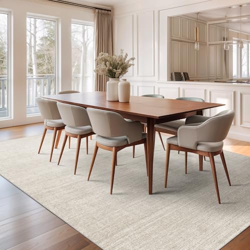 Washable Area Rug 5x7 Non-Slip Low-Pile Beige Carpet for Living Room
