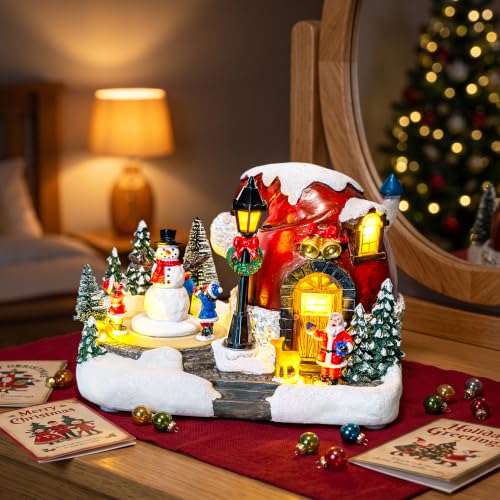 Musical Christmas Snowman Village Figurine,5.5"Lighted Resin Tabletop
