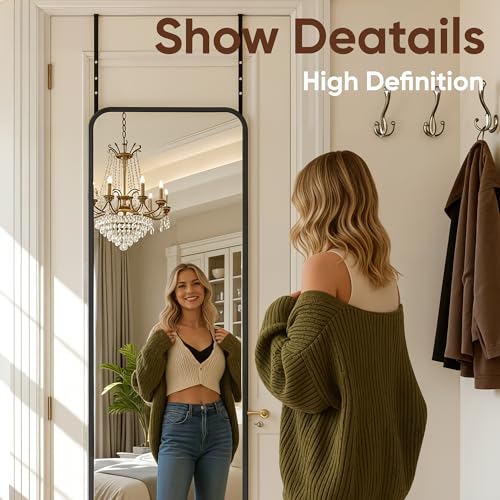 48x14 Inch Full Length Mirror, Over-the-Door or Wall Mounted Floor Mirror