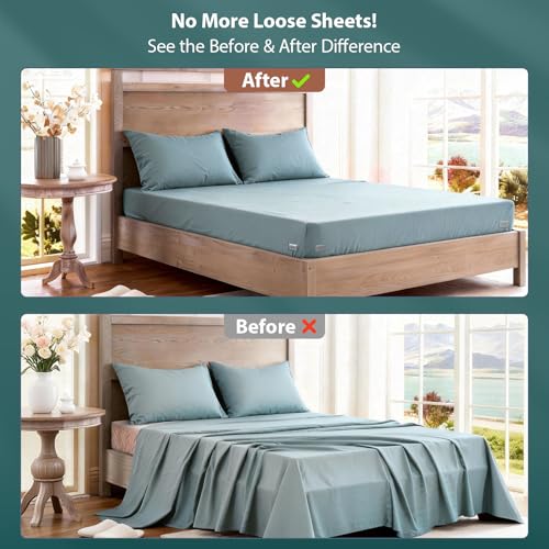 Fitted Sheet Holders for Corners - Snap-Lock Bed Sheet Locks, 4 Pack
