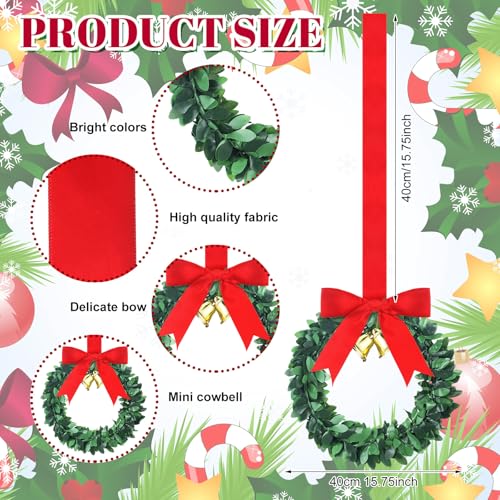 Syhood 12pcs 16-Inch Red Silk Christmas Wreath Bows for Windows & Cabinets