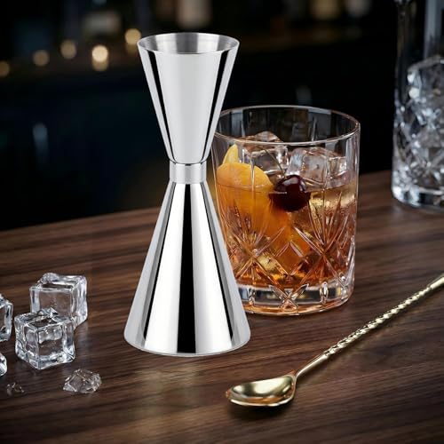 JELWCAL Japanese Style Slim Double Jigger with Internal Measurements - Silver-04 / JW