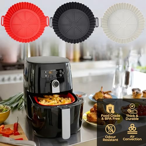 3pcs Reusable Silicone Air Fryer Liners - Heat Resistant Non-Stick Baskets