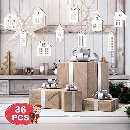 Talltalk 36 Pcs Christmas Wood Ornaments Set – White Cutouts for Crafts