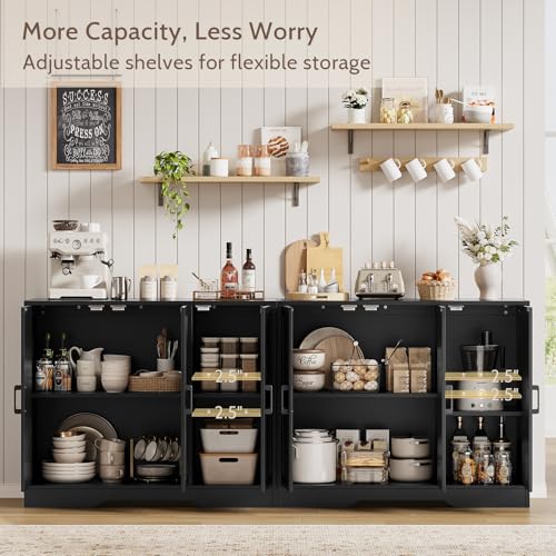 85-Inch Modern Farmhouse Buffet Cabinet, Large Sideboard with 6 Barn Doors
