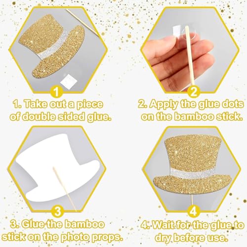 30 Pack Birthday Photo Booth Props Kit - Gold & Black Party Decorations