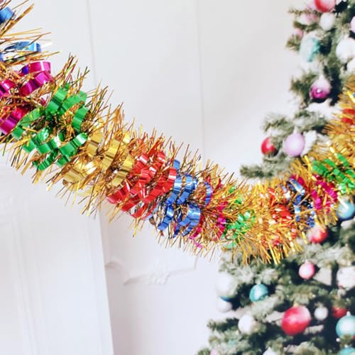 33ft Shiny Christmas Tinsel Garland - 3.5in Thick Metallic Holiday Decor