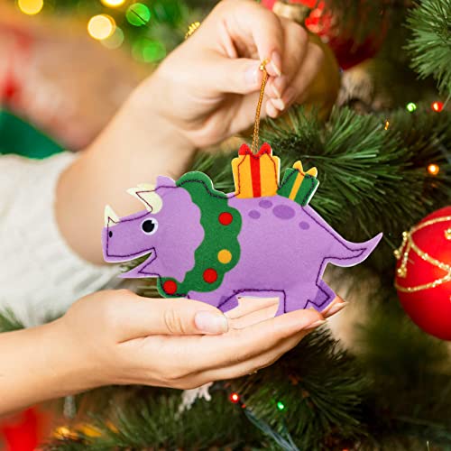Dinosaur Felt Ornaments Set of 8 – T-Rex, Triceratops, Diplodocus Christmas Hanging Decor