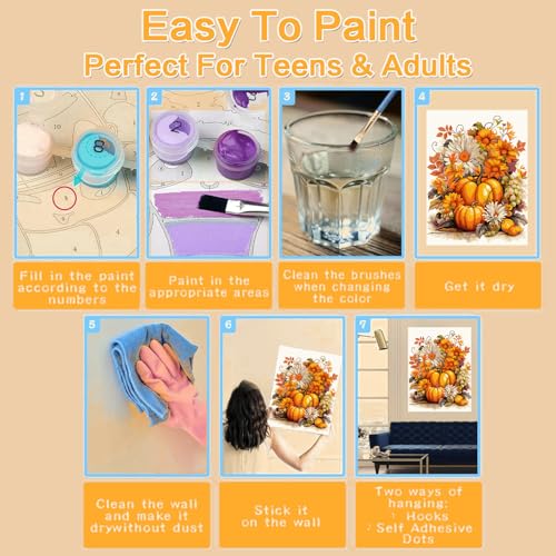Meothan Paint by Numbers Kit for Adults with Framed Canvas & Wooden Easel - 12x16in