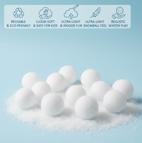 AISENO Indoor Snowball Fight Toys - 50 Soft Fake Snow Balls for Kids | Fun Winter Party Game