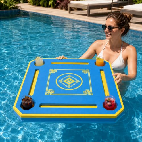32-Inch Floating Mahjong Table for Pool - 8cm Thick Foam Game Board