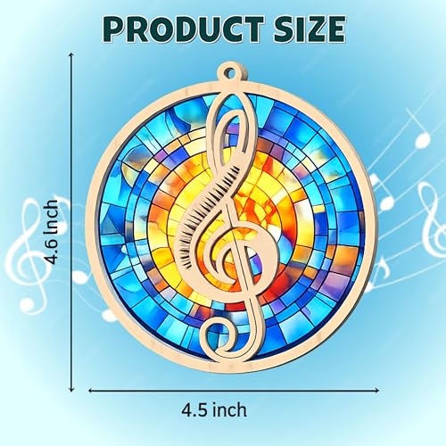 Lemonus Treble Clef Music Ornament for Women – Stained Glass Acrylic Window Decor
