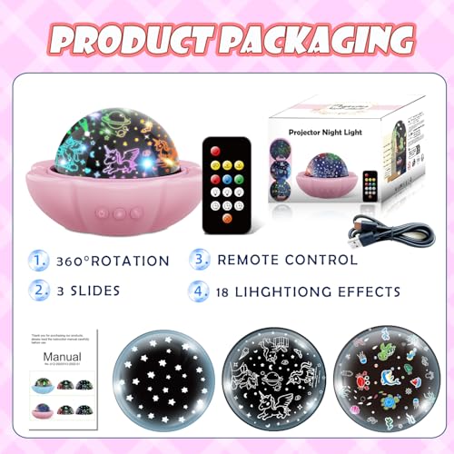 Unicorn Star Projector Night Light for Kids with Remote and Timer