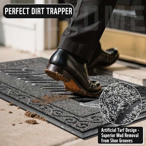 Heavy Duty Indoor Outdoor Door Mat - Non-Slip Entry Welcome Mat, 29.5x17"