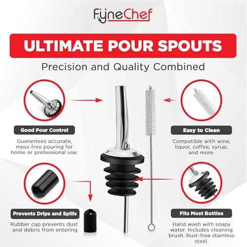48-Pack Stainless Steel Bottle Pourers - Tapered Speed Spouts for Liquor & Wine