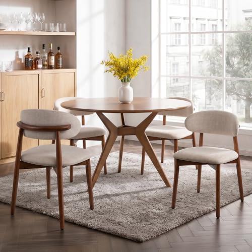 Set of 6 Mid-Century Modern Upholstered Dining Chairs, Velvet Kitchen Chairs