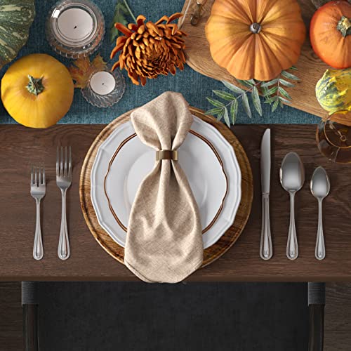 RiverRidge Monogrammed Beaded Flatware Set - X - 46-Piece Silverware with Custom Letter Stamp, 18/0 Stainless Steel Utensils Set for Daily Use & Special Occasions - Dishwasher Safe, Versatile Design