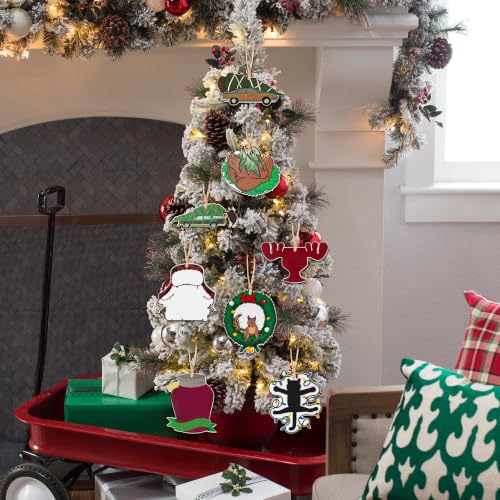 Christmas Vacation Funny Wooden Ornaments Set - 46Pcs Holiday Decor