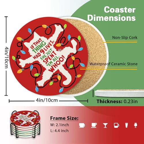 Christmas Vacation Drink Coasters Set of 6 with Holder - Classic Movie Design