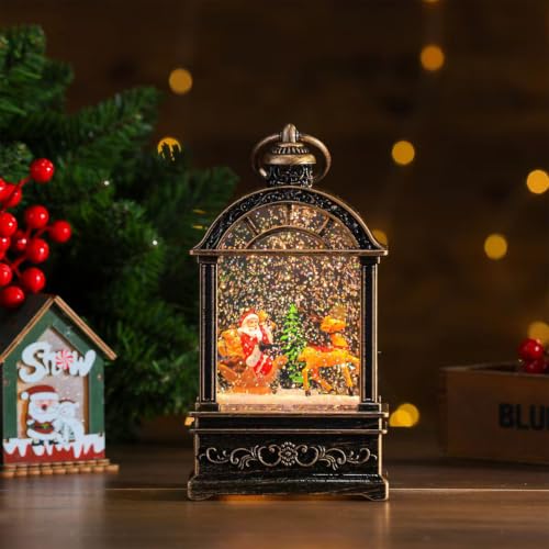 Santa Claus Snow Globe Lantern with Music & LED Lights – 9.6 inch, USB or Battery powered