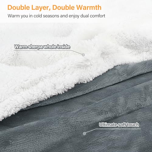 Sherpa Wearable Blanket with Sleeves and Pocket for Adults