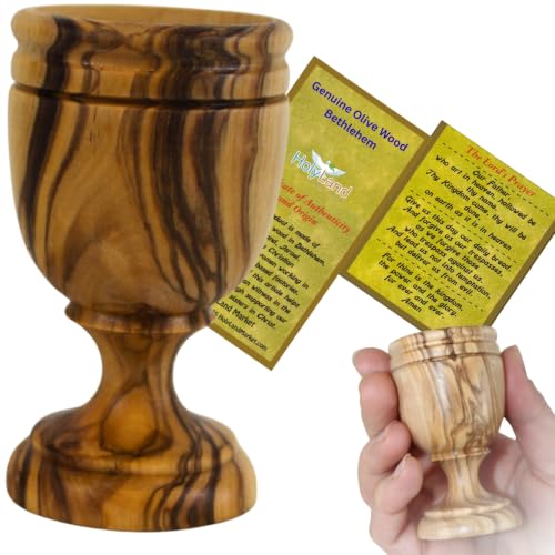 Hand Carved Olive Wood Communion Cup - 3-Inch Chalice from Bethlehem