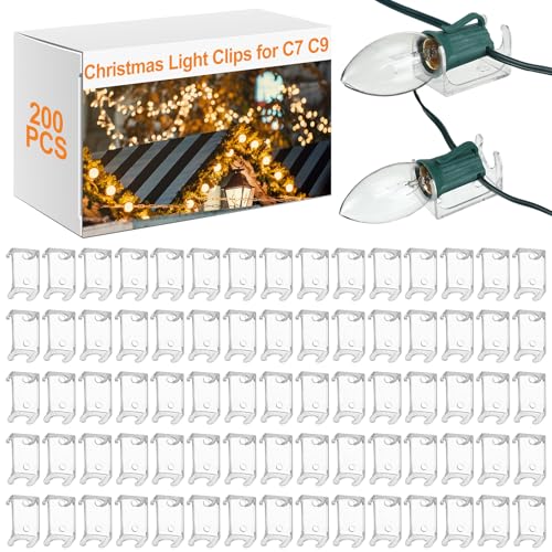 200 Pcs Christmas Light Clips for C7 C9 Sockets Waterproof Secure Installation