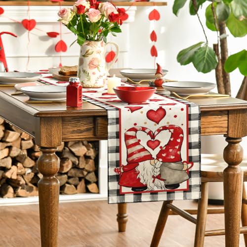Artoid Mode Love Gnomes Valentine Table Runner 13x108 in - White