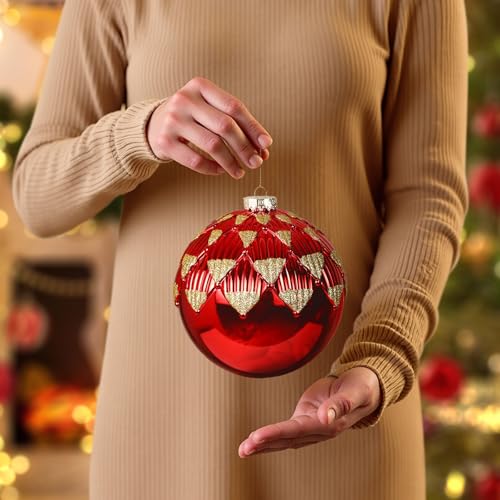 Alupssuc 6'' Christmas Ball Ornaments Set of 4 - Red, Green & Gold