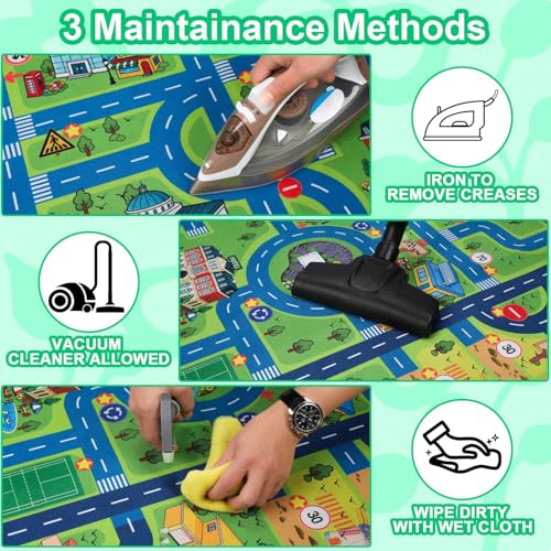4x6 Kids Car Play Rug, Non-Slip Educational Area Mat for Playroom