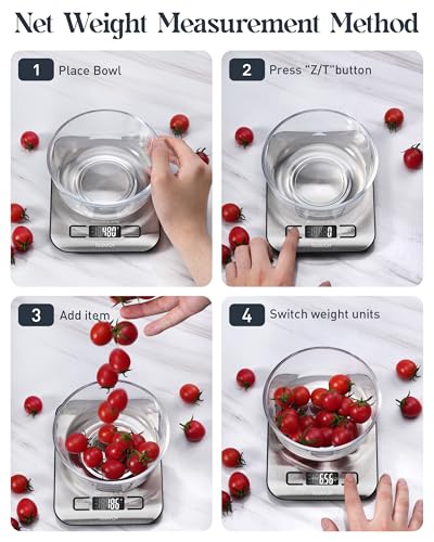 Digital Kitchen Scale, 11lb/5kg Food Scale with Tare & Backlit LCD Display