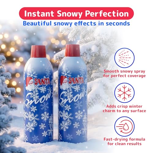 Fake Snow Spray 2-Pack (13oz) - Quick-Dry Tree Flocking & Window Spray