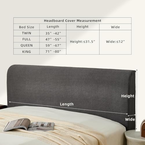King Headboard Cover - Stretch Jacquard Slipcover, Grey