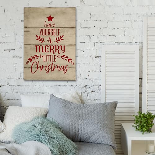 Christmas Canvas Wall Art 16x24 Inch Rustic Red Christmas Tree Decor