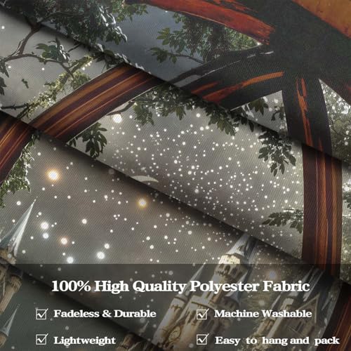 Fantasy Castle Window Tapestry - Magical Woodland Wall Hanging Backdrop