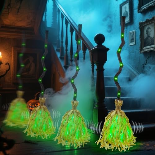 35" Animated Witches Broomstick - Sound & Touch Activated Halloween Decor