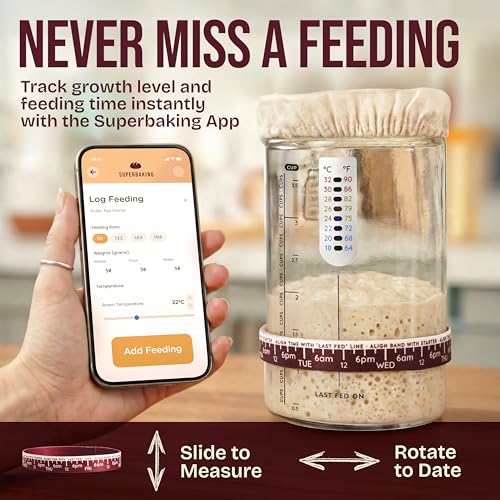 Sourdough Starter Jar Kit 34oz Wide Mouth Glass Crock with Dual Lids and Tools