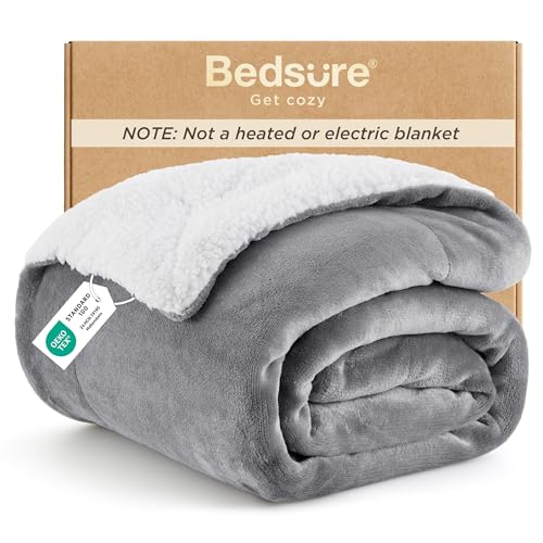 Bedsure Sherpa Fleece Throw Blanket - Reversible Plush Couch Blanket (50x60)