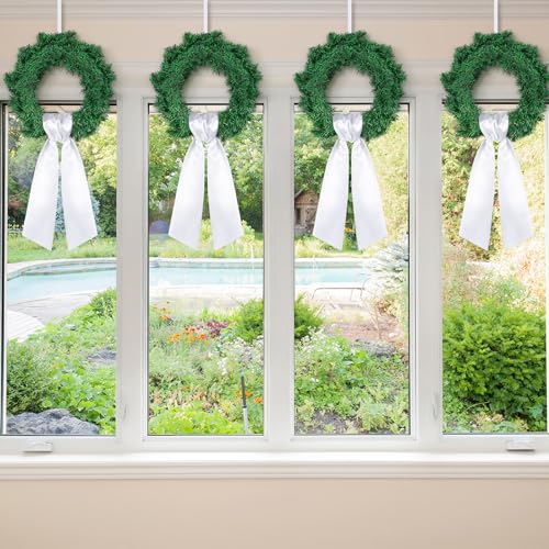 4 Pcs White Blank Wreath Sash Polyester Ribbon for Embroidery Monogram