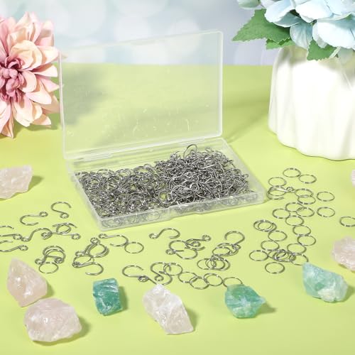 200Pcs Stainless Steel Mini S-Hooks & Split Rings for Crafts & Decor