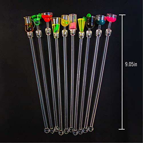 ABSOK Colorful Acrylic Cocktail Stir sticks - Reusable Drink Picks, 23cm Set of 10