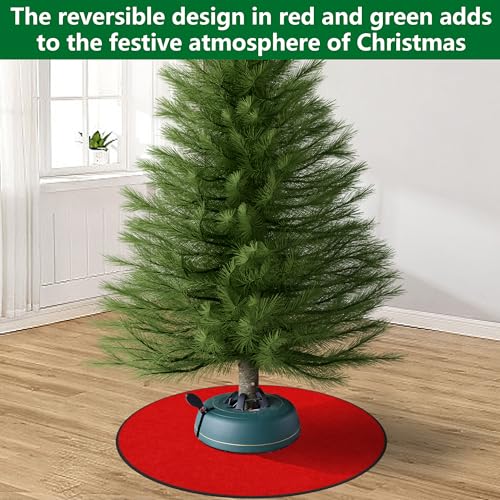 35-Inch Red & Green Christmas Tree Pad Stand Mat - Reversible Felt Floor Protector
