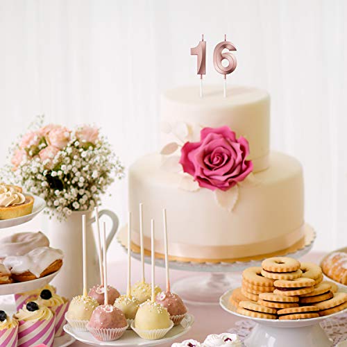 Rose Gold Birthday Number Candles for Milestone Celebrations