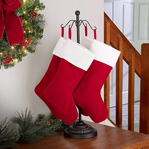 Haute Decor Adapt Adjustable Metal Christmas Stocking Tree Stand with 8 Hooks, Black - Versatile Holiday Decor
