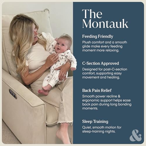 Power Nursery Glider Recliner with USB Charging and Stain-Resistant Ivory