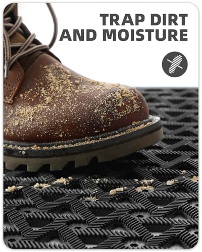 Heavy Duty Outdoor Door Mat 24x36, Non-Slip Waterproof Dirt Trapper Rug