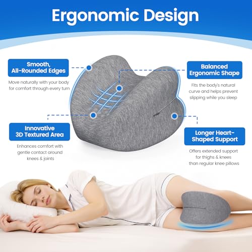 Ergonomic Knee Pillow for Side Sleepers - Memory Foam Support