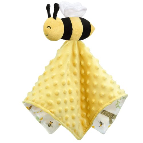 BORITAR Baby Security Blanket - Soft Unisex Lovey for Newborns | Snuggle Toy Bee Stuffed Animal, 14 Inch, Yellow