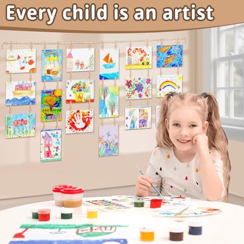 65-Inch Kids Art Display Wooden Bead Garland with 36 Clips
