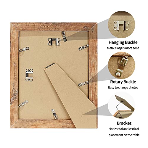 8x10 Rustic Brown Picture Frame Set of 4 - Real Glass Photo Frames
